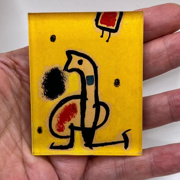 Joan Miro Signed Sans Titre Lucite Art Brooch Pin Artwork Costume Jewelry - Picture 2 of 7